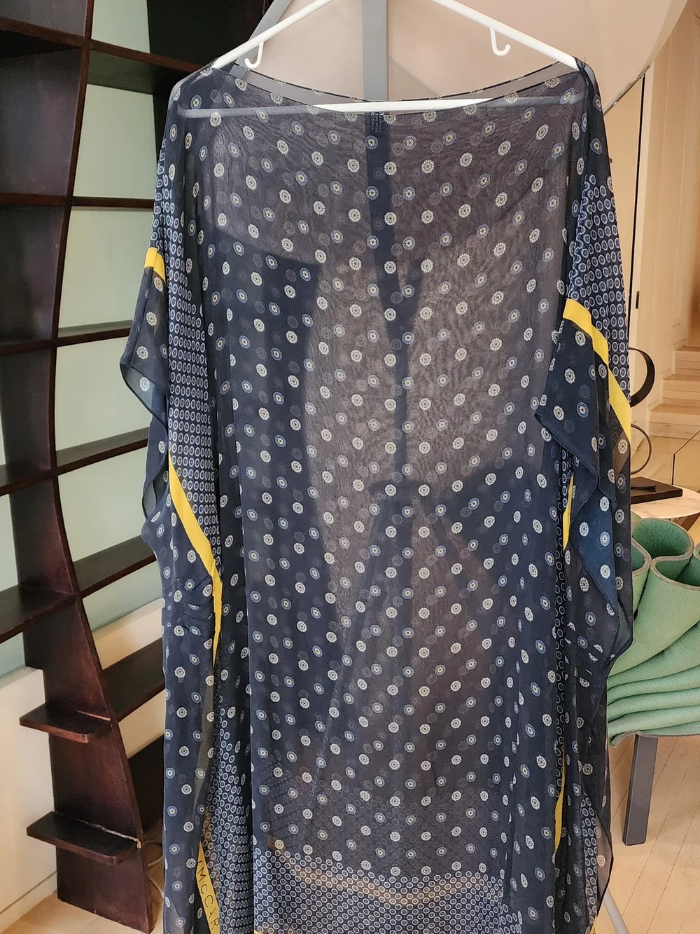Stella McCartney Black Sheer Logo Swim Coverup with Yellow Trim Size S - Picture 2 of 4